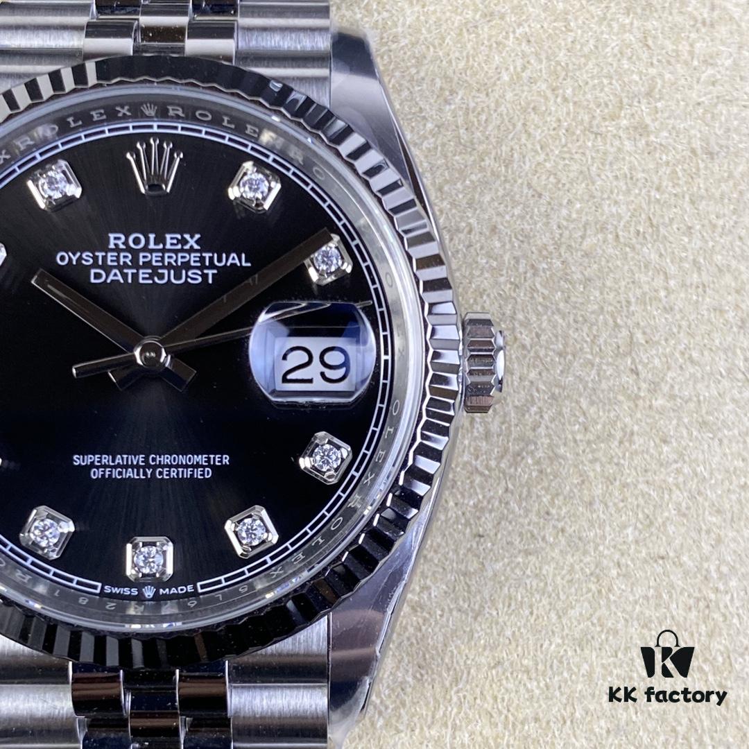 C-Factory Rolex 126234 36mm Datejust Diamond Bezel - Blue, Black, Green, White Roman Dial