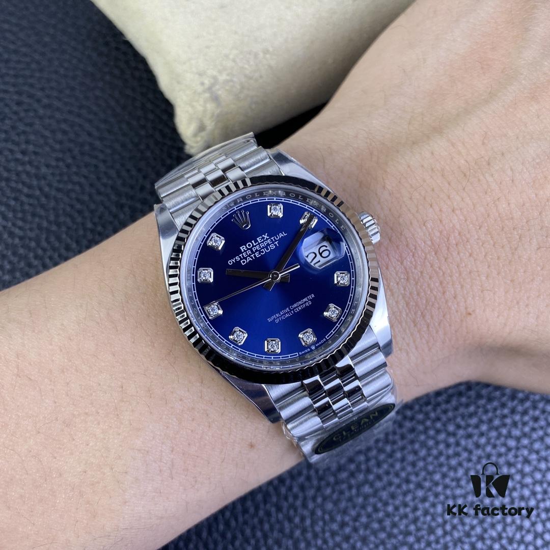 C-Factory Rolex 126234 36mm Oyster Perpetual Datejust Diamond Bezel - Blue, Black, Green, White Roman Dial