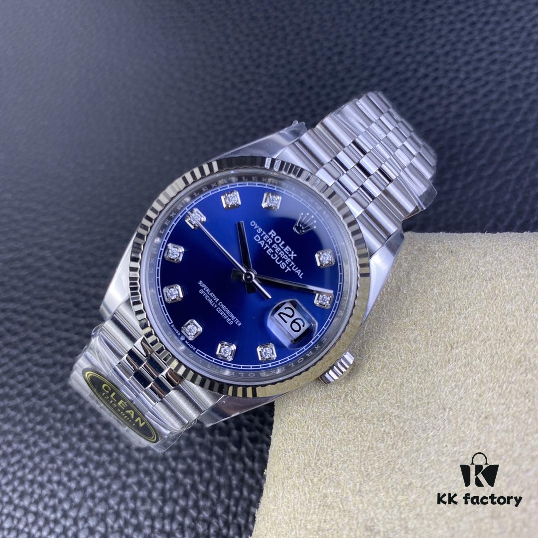 C-Factory Rolex 126234 36mm Datejust Diamond Bezel - Blue, Black, Green, White Roman Dial