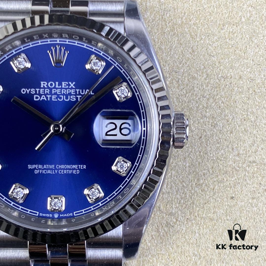 C-Factory Rolex 126234 36mm Datejust Diamond Bezel - Blue, Black, Green, White Roman Dial