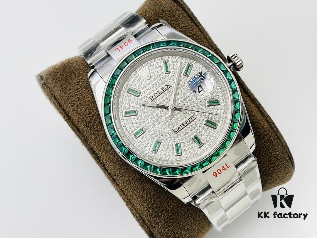 VR Factory 2022 Highly Recommended - Market's Highest Version Rolex Datejust Series Green Diamond Watch!