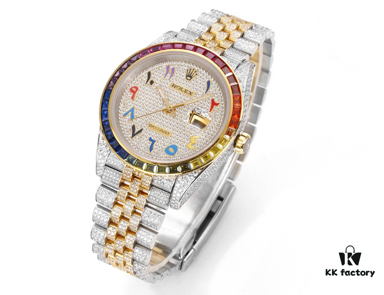 MS Factory Rolex Datejust 1263341-0018 Full-Pave Diamond Wristwatch – 904L Steel Special Edition with Micropaved Crystals