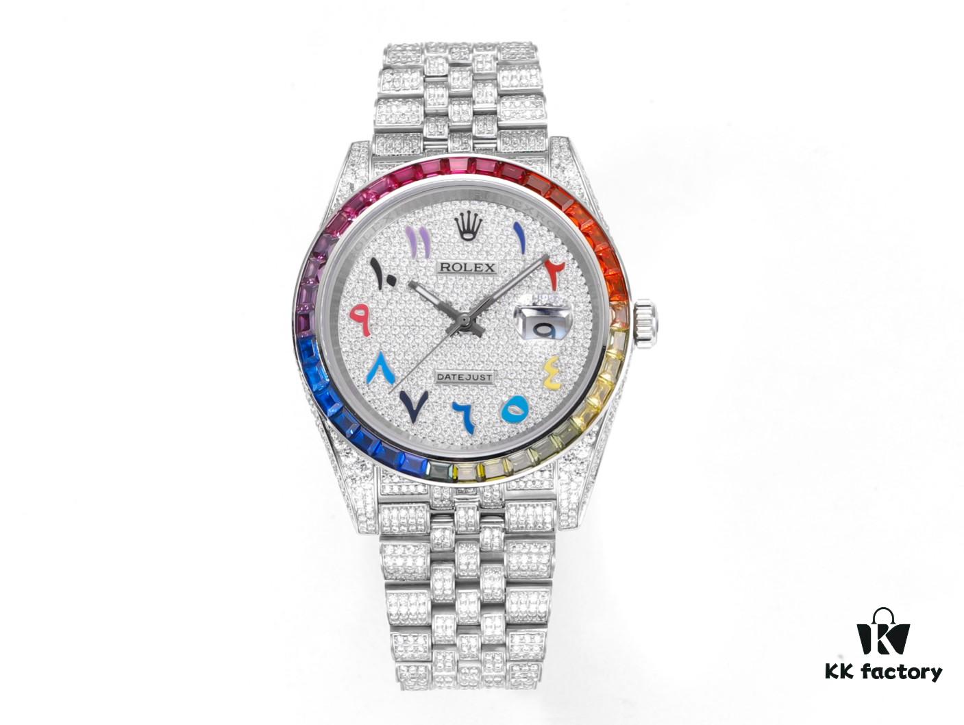 MS Factory Rolex Datejust 1263341-0018 Full-Paved Diamond Wristwatch – 904L Steel Special Edition with Micropave Diamonds