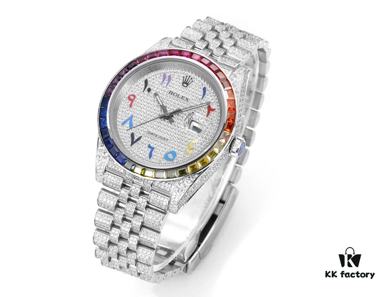 MS Factory Rolex Datejust 1263341-0018 Full-Paved Diamond Wristwatch – 904L Steel Special Edition with Micropave Diamonds