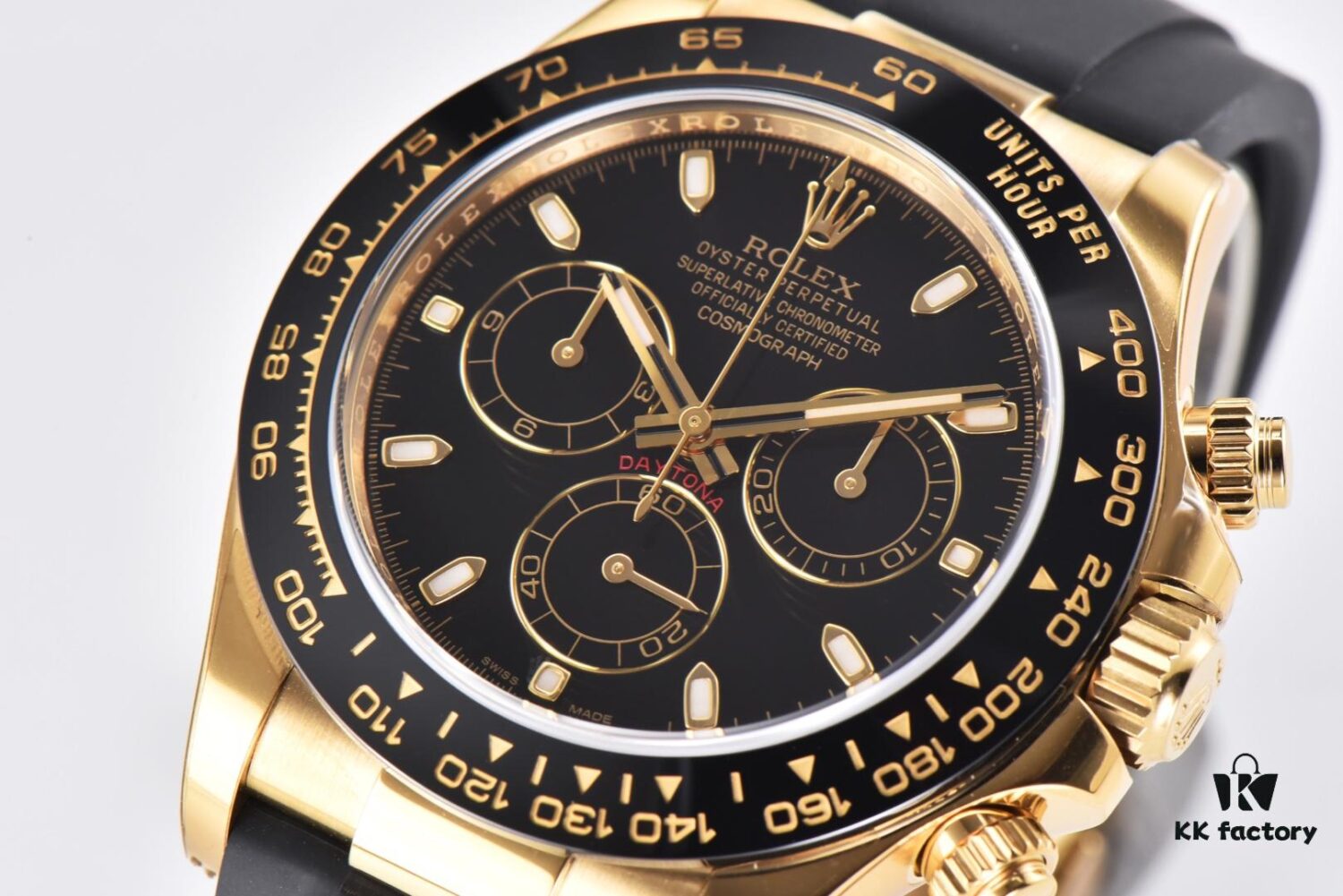 C Factory Rolex Daytona 116519 in White Gold with Grey Meteorite Dial and Rubber Strap