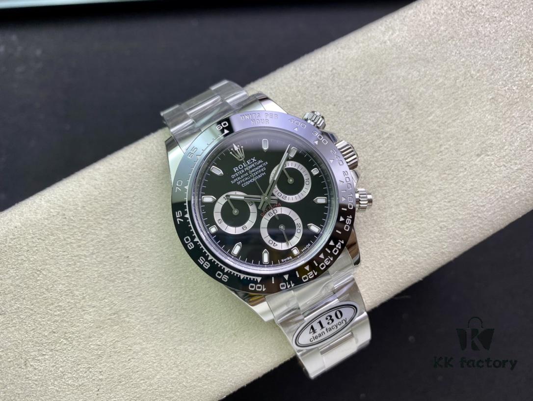Clean Factory C-Factory Rolex Daytona, 904L Steel, Caliber 4130 Movement, AR Coated Bracelet, Pure White Dial, Clean Ceramic Bezel