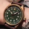 AI Factory Masterpiece: The World's First Bronze Spitfire Jet Fighter Watch with Fiery Impact, Olive Green Dial