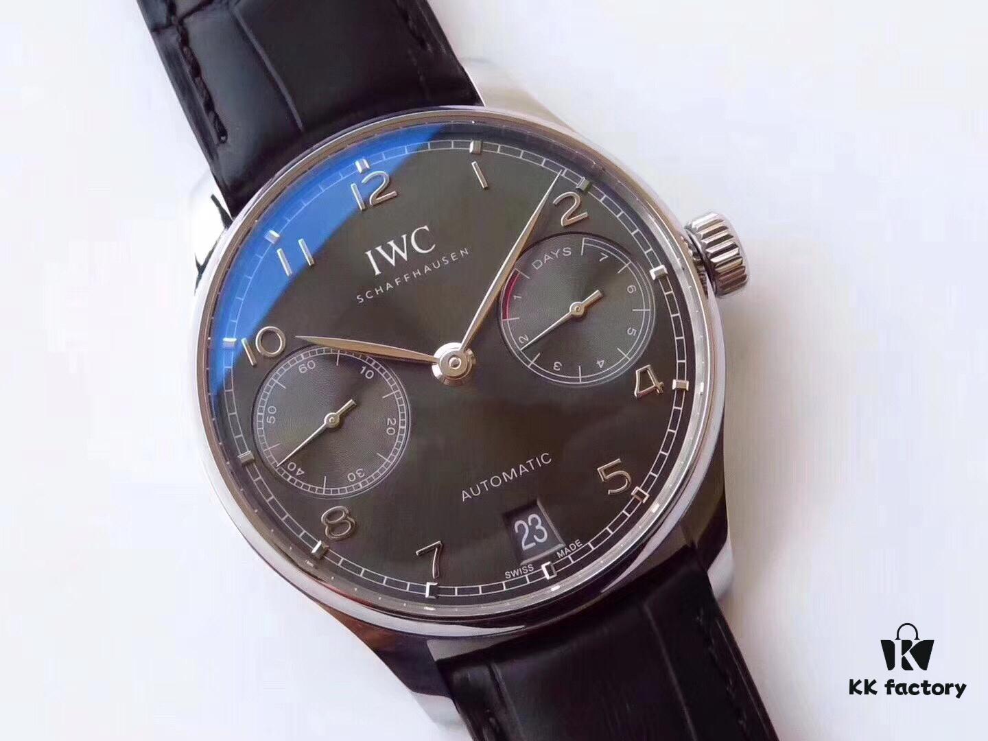 AZ Product IWC Portuguese Series 7-Day Automatic V5 Version with CAL.51011 Self-Winding Mechanical Movement Independent Small Seconds True Power Reserve Indicator Sapphire Crystal Leather Strap