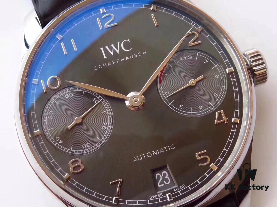 AZ Product IWC Portuguese Series 7-Day Automatic V5 Version with CAL.51011 Self-Winding Mechanical Movement Independent Small Seconds True Power Reserve Indicator Sapphire Crystal Leather Strap