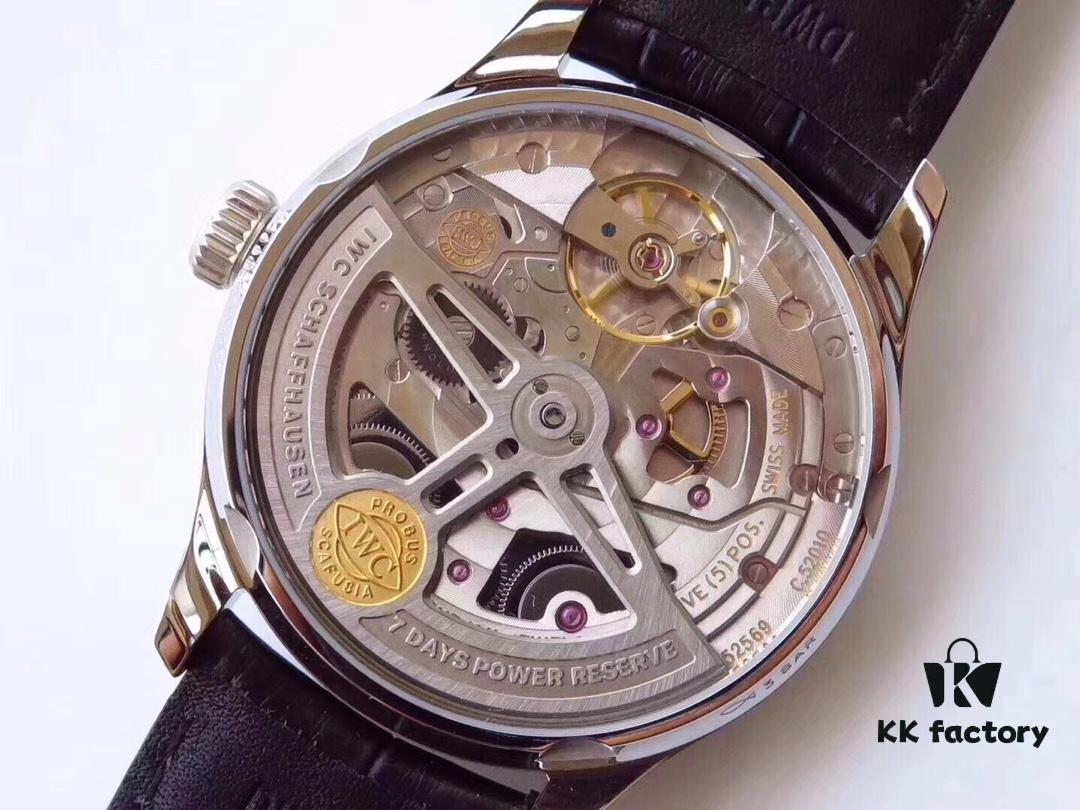 AZ Product IWC Portuguese Series 7-Day Automatic V5 Version with CAL.51011 Self-Winding Mechanical Movement Independent Small Seconds True Power Reserve Indicator Sapphire Crystal Leather Strap