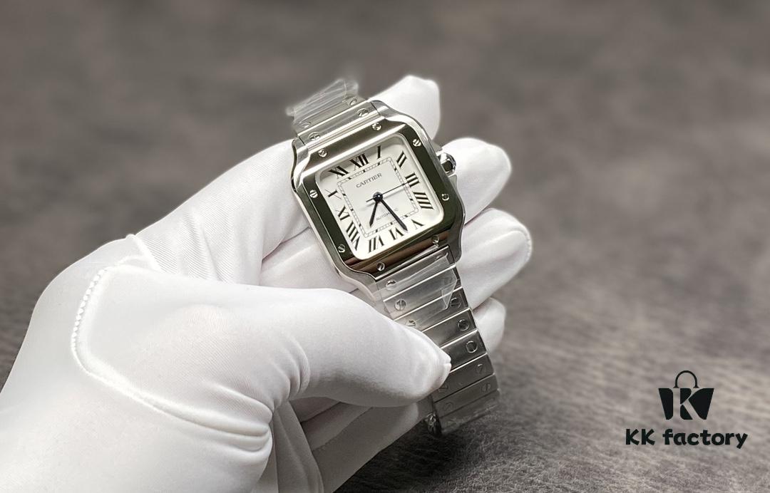 Cartier New Santos, V6 Factory Edition! 316 Material, Swiss Craftsmanship Fire-Blued Steel Hands, Swiss Anti-Reflective Coating, Scratch-Resistant and Fingerprint-Resistant Treatment!