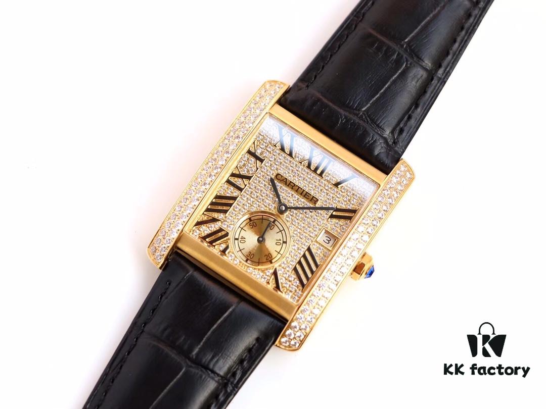 Taiwan Factory F5, Cartier Tank Series, Full Diamond Dial VS Upgraded Version, Andy Lau's British Tank Ultimate Edition, Square Men's Watch