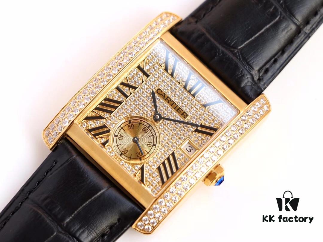 Taiwan Factory F5, Cartier Tank Series, Full Diamond Dial VS Upgraded Version, Andy Lau's British Tank Ultimate Edition, Square Men's Watch