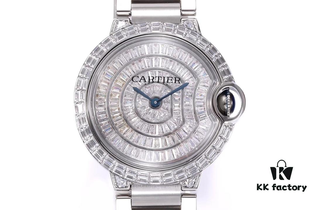 Cartier Ballon Bleu Square Diamond Full-Pave Ladies Watch