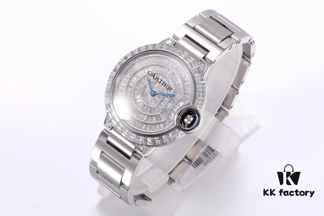 Cartier Ballon Bleu Square Diamond Full-Pave Ladies Watch