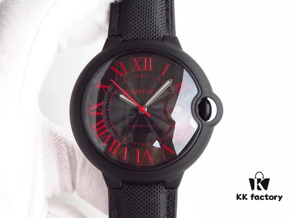 CARTIER x Bamford Watch Department Collaboration - New Ballon Bleu Watch, The Mysterious Black Knight with Passion and Rock 'n' Roll Spirit! Men's 42mm Timepiece with Sapphire Crystal Domed Double Bubble Fish-Eye, Dimensional Dial, Honored Release by Taiwan Factory