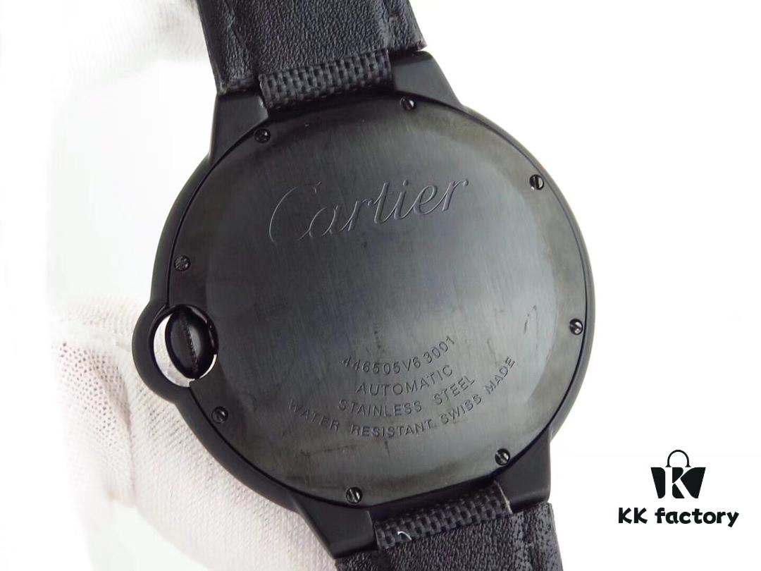 CARTIER x Bamford Watch Department Collaboration - New Ballon Bleu Watch, The Mysterious Black Knight with Passion and Rock 'n' Roll Spirit! Men's 42mm Timepiece with Sapphire Crystal Domed Double Bubble Fish-Eye, Dimensional Dial, Honored Release by Taiwan Factory