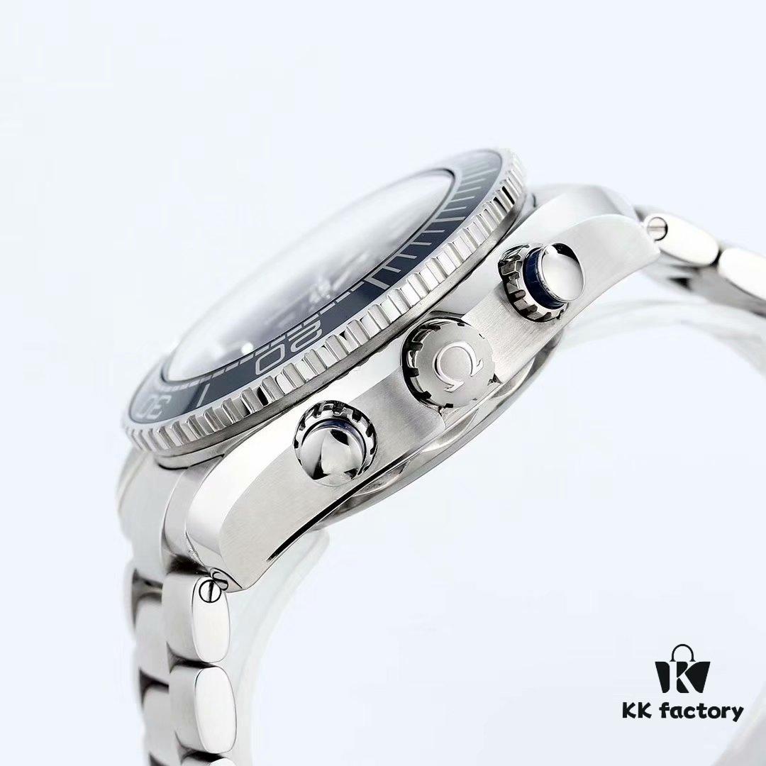 BF Fine Omega Seamaster 600m Diver Series 45.5mm Men's Automatic Chronograph with 9900 Movement, Super-Luminous, Waterproof, Compatible with Rubber and Steel Bracelets