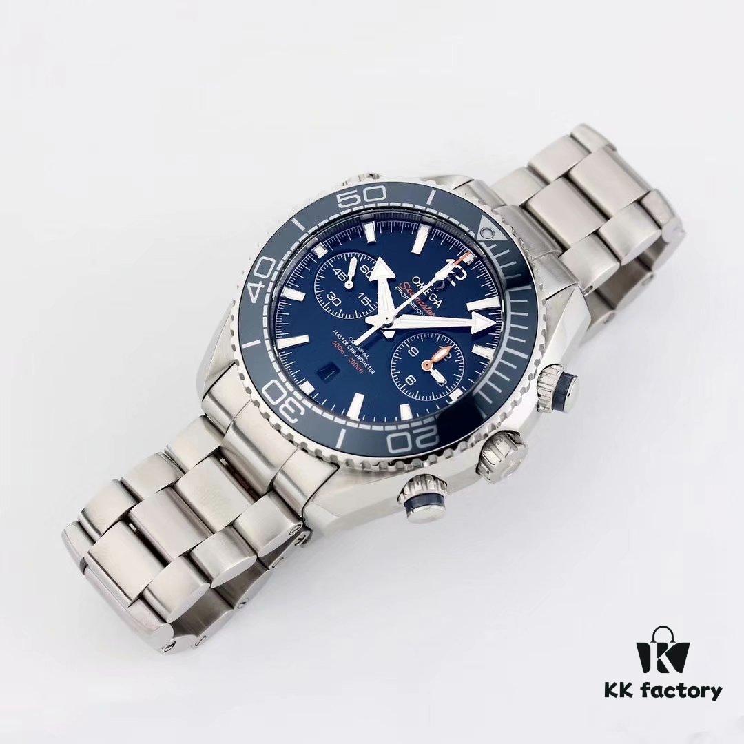 BF Fine Omega Seamaster 600m Diver Series 45.5mm Men's Automatic Chronograph with 9900 Movement, Super-Luminous, Waterproof, Compatible with Rubber and Steel Bracelets