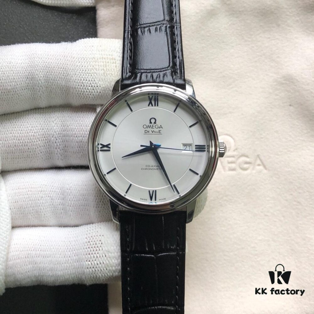 KY's Latest Masterpiece Omega De Ville Series, Full Watch Molded from Original, 12-Month Development, 39.5mm Diameter, Equipped with Imported Stable 9015 Movement, Paired with American Crocodile Leather Strap