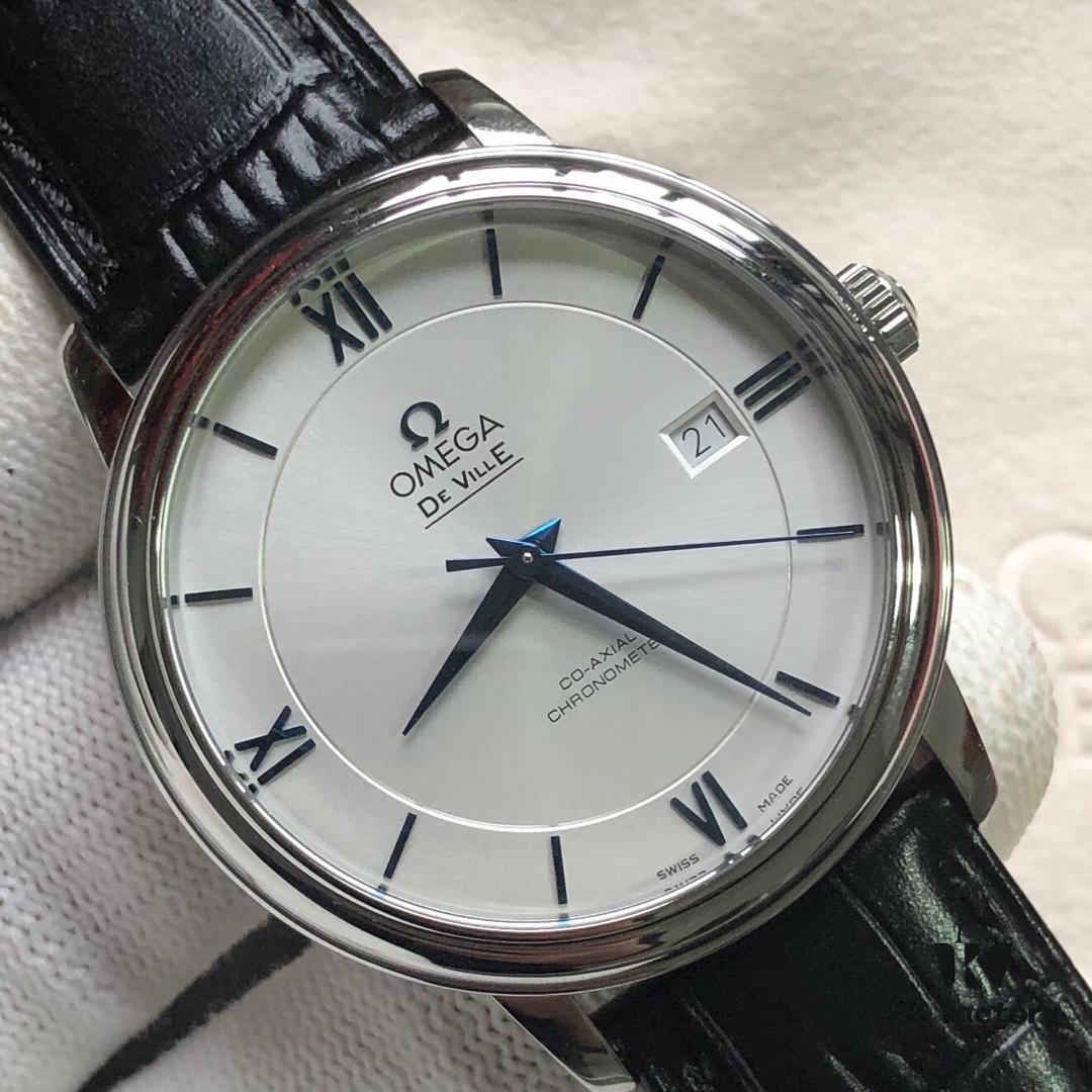 KY's Latest Masterpiece Omega De Ville Series, Full Watch Molded from Original, 12-Month Development, 39.5mm Diameter, Equipped with Imported Stable 9015 Movement, Paired with American Crocodile Leather Strap