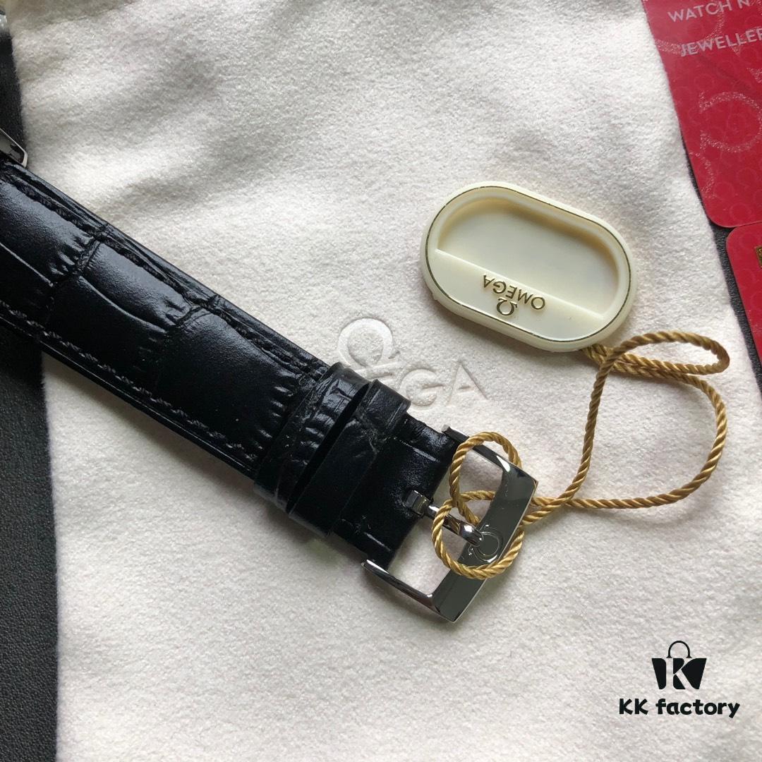 KY's Latest Masterpiece Omega De Ville Series, Full Watch Molded from Original, 12-Month Development, 39.5mm Diameter, Equipped with Imported Stable 9015 Movement, Paired with American Crocodile Leather Strap