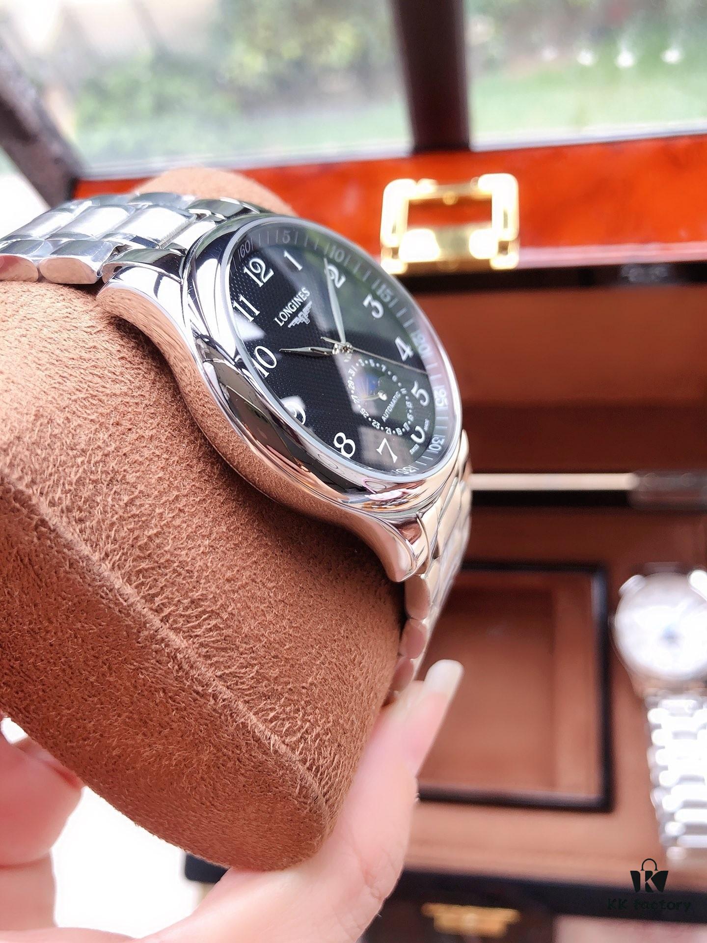 LONGINES - Master Collection Real Moon Phase 24-Hour Fully Automatic Mechanical Watch for Men, 40mm, 316L Stainless Steel, Double Dome Mineral Glass, Butterfly Clasp