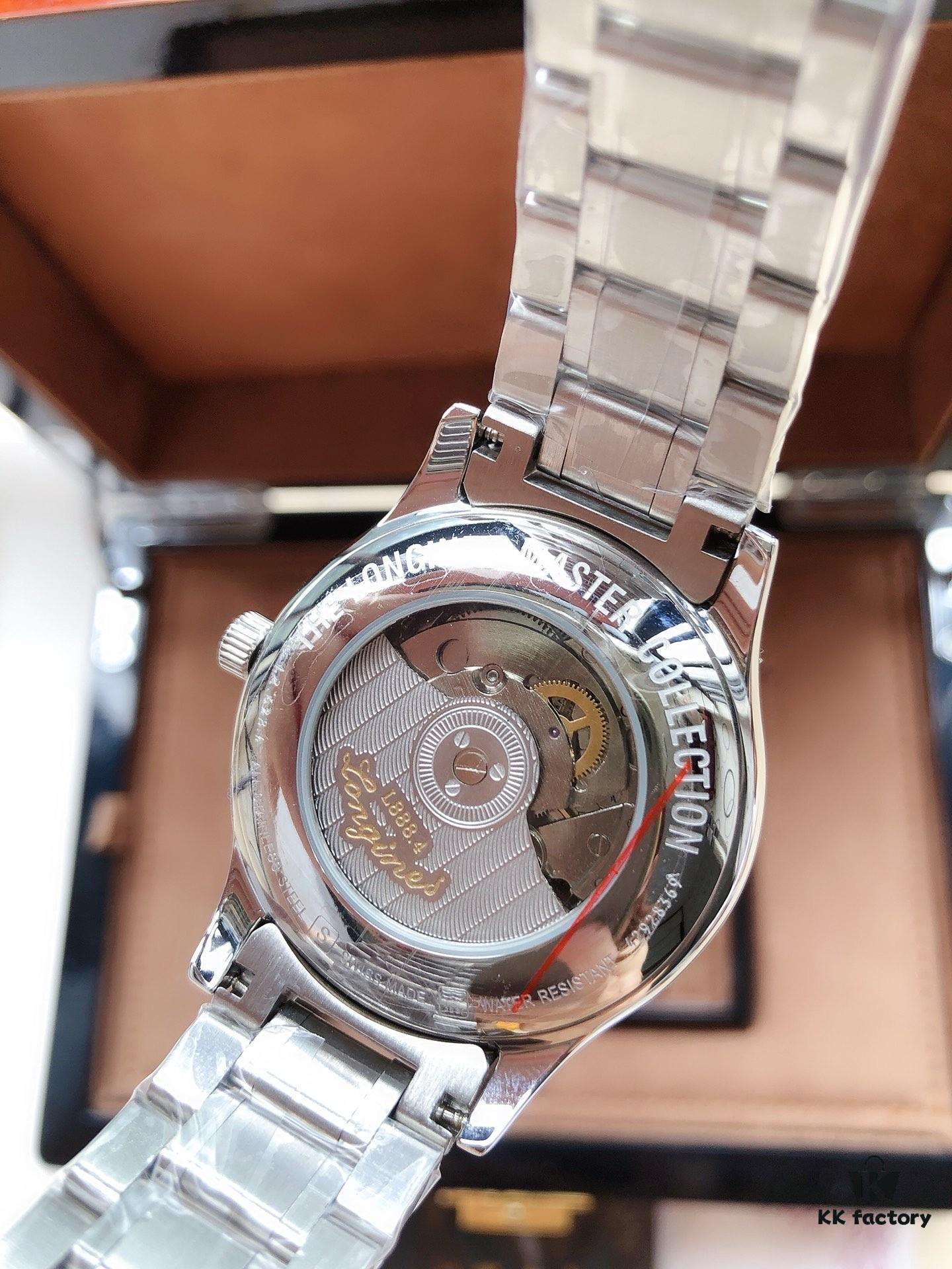 LONGINES - Master Collection Real Moon Phase 24-Hour Fully Automatic Mechanical Watch for Men, 40mm, 316L Stainless Steel, Double Dome Mineral Glass, Butterfly Clasp