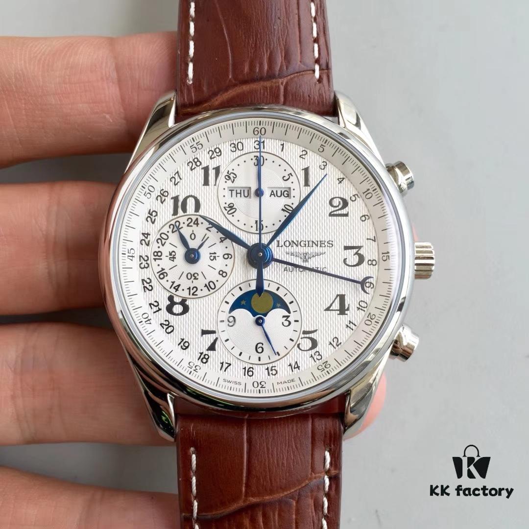 Arrival JF Premium LG Longines Master Eight-Hand Moon Phase with 7751 Movement, All Functions Fully Operational, Finely Polished Automatic Rotor, Super Waterproof, Top-Tier Replica on the Market
