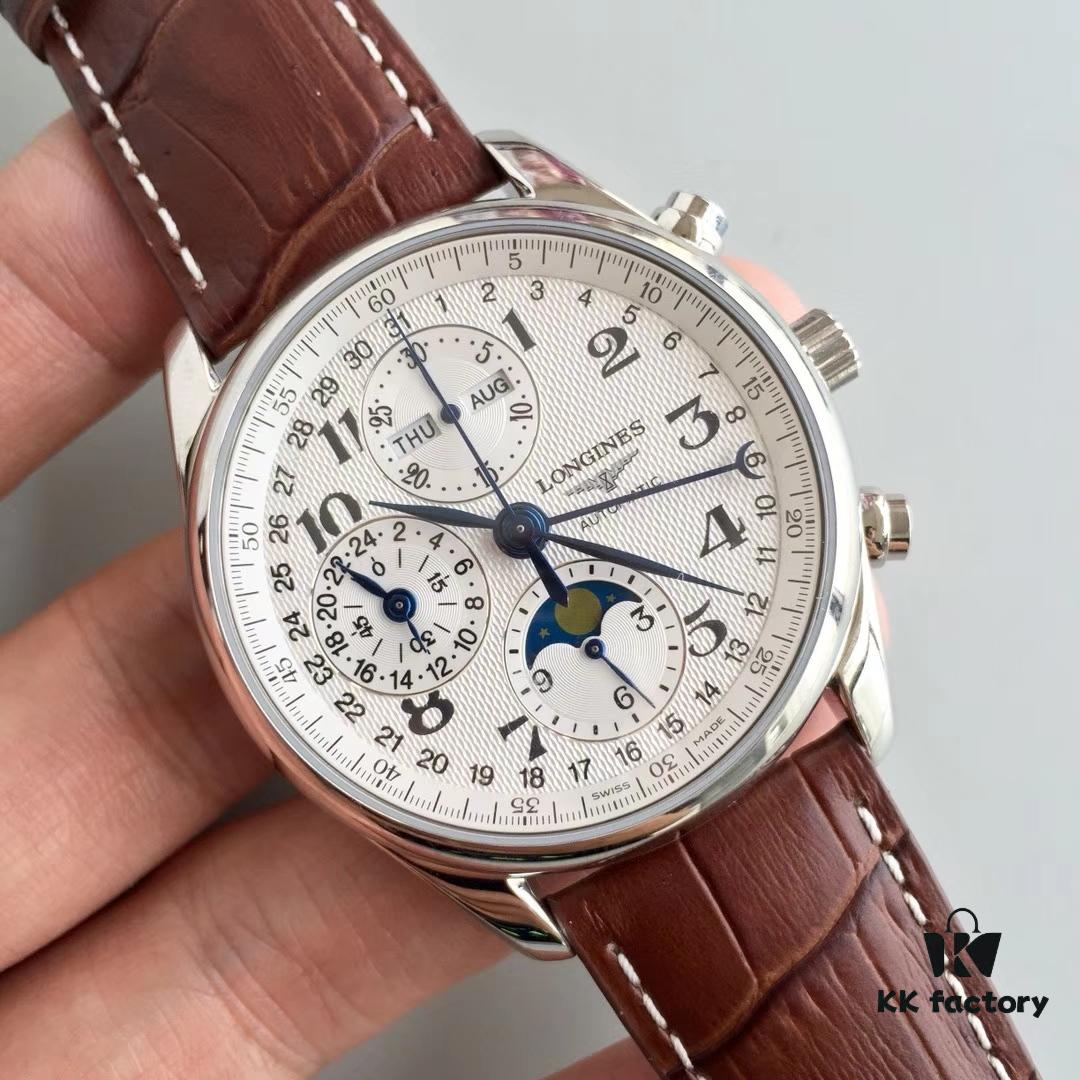 Arrival JF Premium LG Longines Master Eight-Hand Moon Phase with 7751 Movement, All Functions Fully Operational, Finely Polished Automatic Rotor, Super Waterproof, Top-Tier Replica on the Market