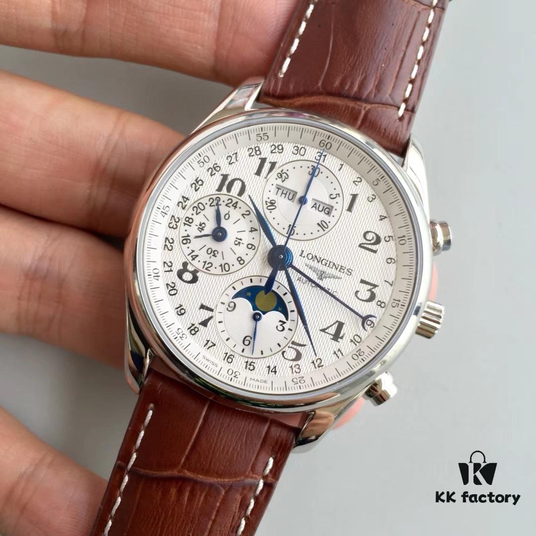 Arrival JF Premium LG Longines Master Eight-Hand Moon Phase with 7751 Movement, All Functions Fully Operational, Finely Polished Automatic Rotor, Super Waterproof, Top-Tier Replica on the Market