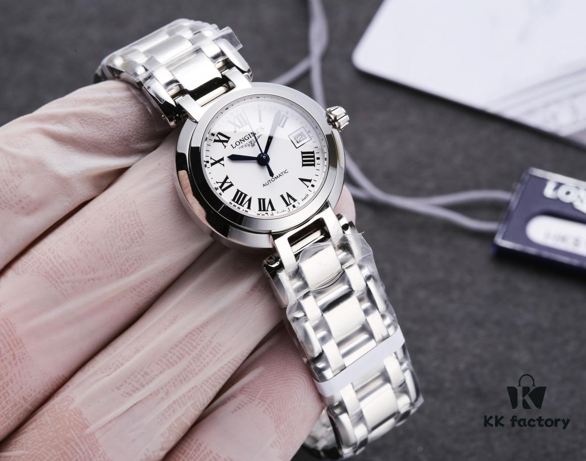 Mechanical Women's Watch with Full Circle VVS Genuine Diamonds, Longines La Lune L8.111.4.87.6, 120m Waterproof, Japanese NH05 Movement, Sapphire Crystal, Blue Heat-Treated Hands