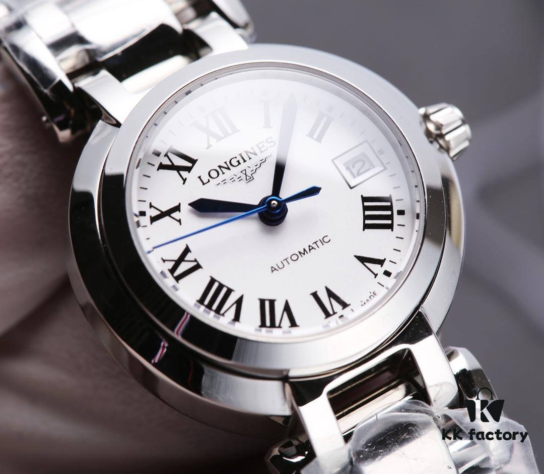 Mechanical Women's Watch with Full Circle VVS Genuine Diamonds, Longines La Lune L8.111.4.87.6, 120m Waterproof, Japanese NH05 Movement, Sapphire Crystal, Blue Heat-Treated Hands