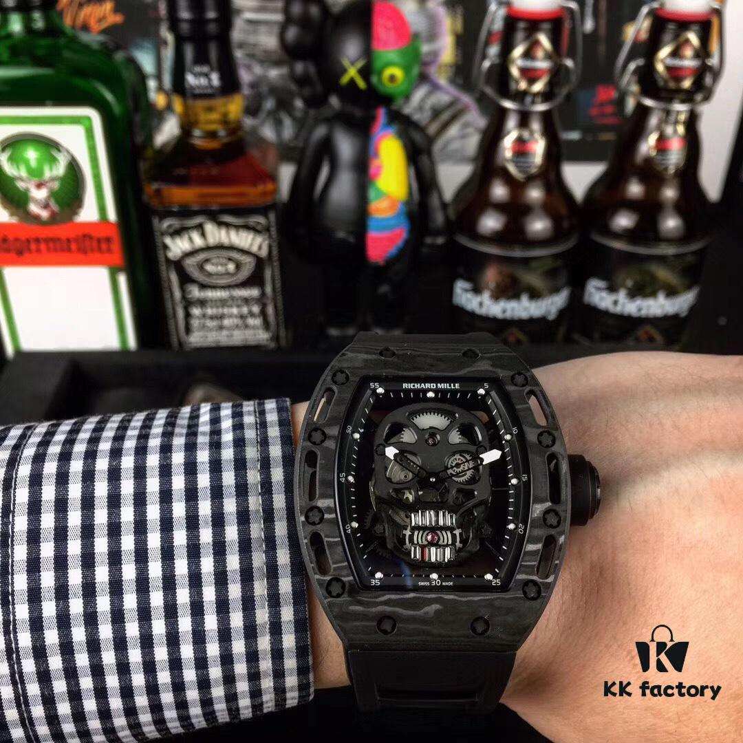Richard Mille RM052 Series Latest Upgrade Skull Edition Carbon Fiber Case with Original Imported Mechanical Movement