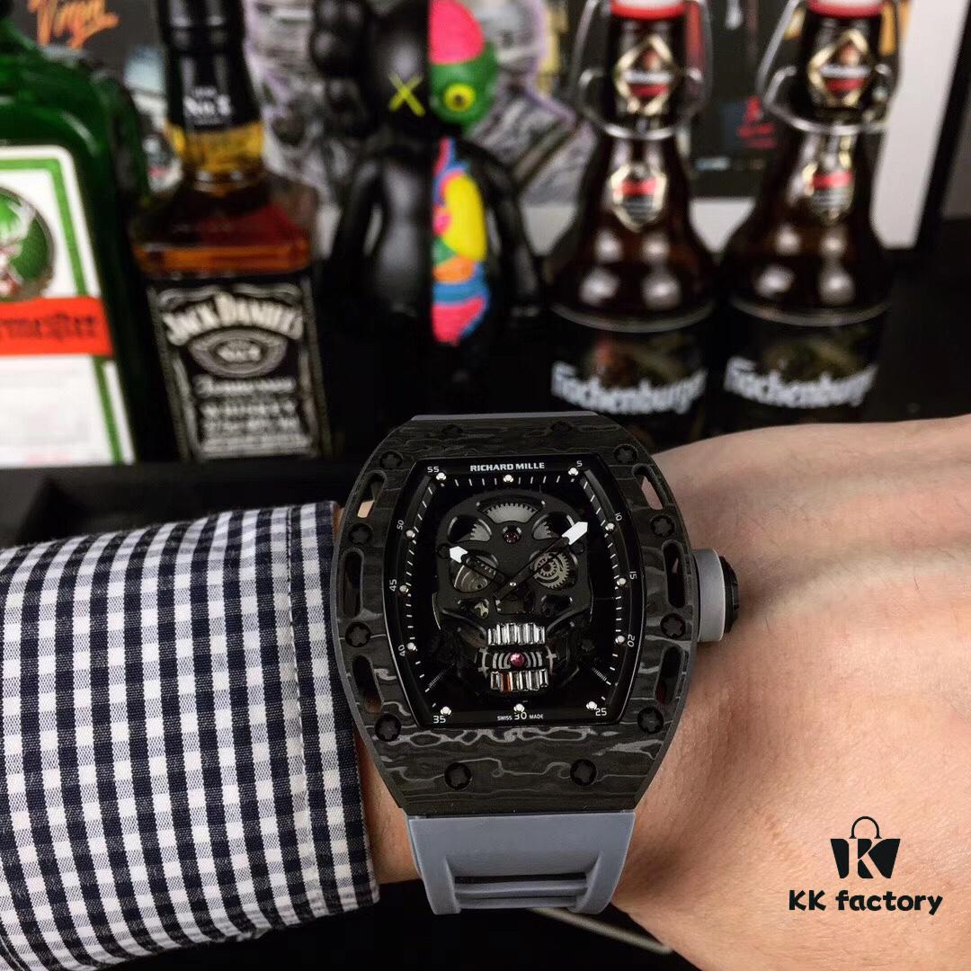 Richard Mille RM052 Series Latest Upgrade Skull Edition Carbon Fiber Case with Original Imported Mechanical Movement