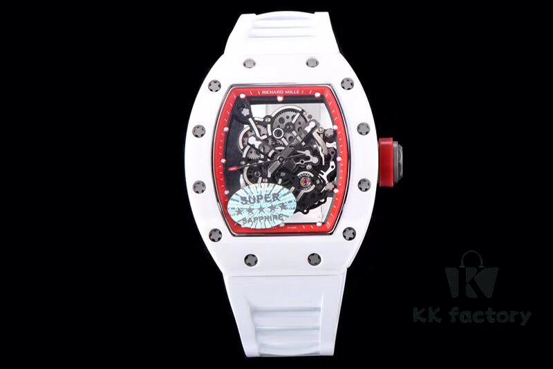KV Taiwan Factory's Latest Masterpiece! Richard Mill RM055 White Ceramic with White Rubber Strap New Arrival!