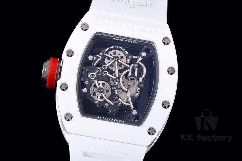 KV Taiwan Factory's Latest Masterpiece! Richard Mill RM055 White Ceramic with White Rubber Strap New Arrival!