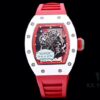 KV Taiwan Factory's Latest Masterpiece! Richard Mill RM055 White Ceramic Case with White/Red Rubber Strap New Arrival!