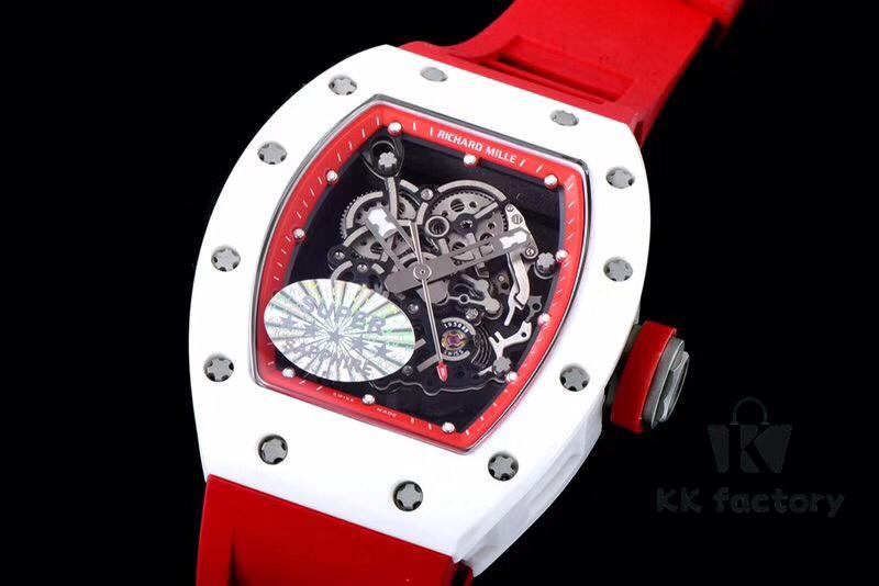 KV Taiwan Factory's Latest Masterpiece! Richard Mill RM055 White Ceramic Case with White/Red Rubber Strap New Arrival!