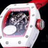 KV Taiwan Factory's Latest Masterpiece! Richard Mill RM055 White Ceramic Case with White/Red Rubber Strap New Arrival!