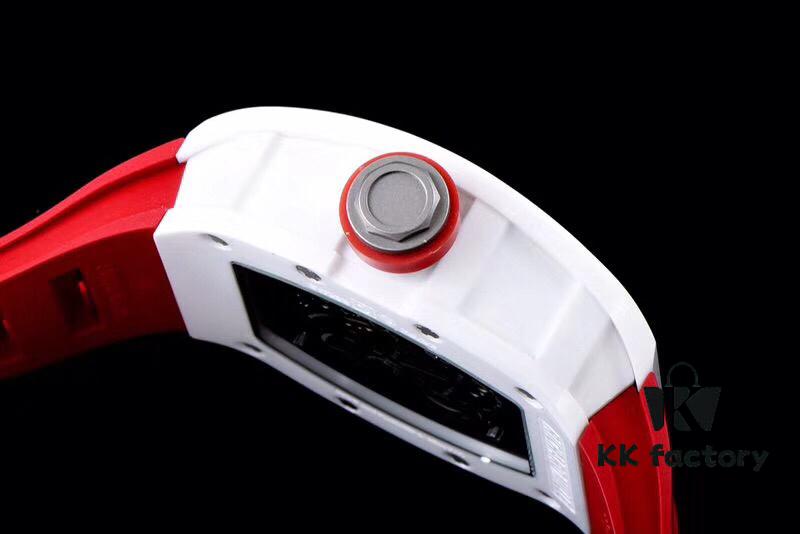 KV Taiwan Factory's Latest Masterpiece! Richard Mill RM055 White Ceramic Case with White/Red Rubber Strap New Arrival!
