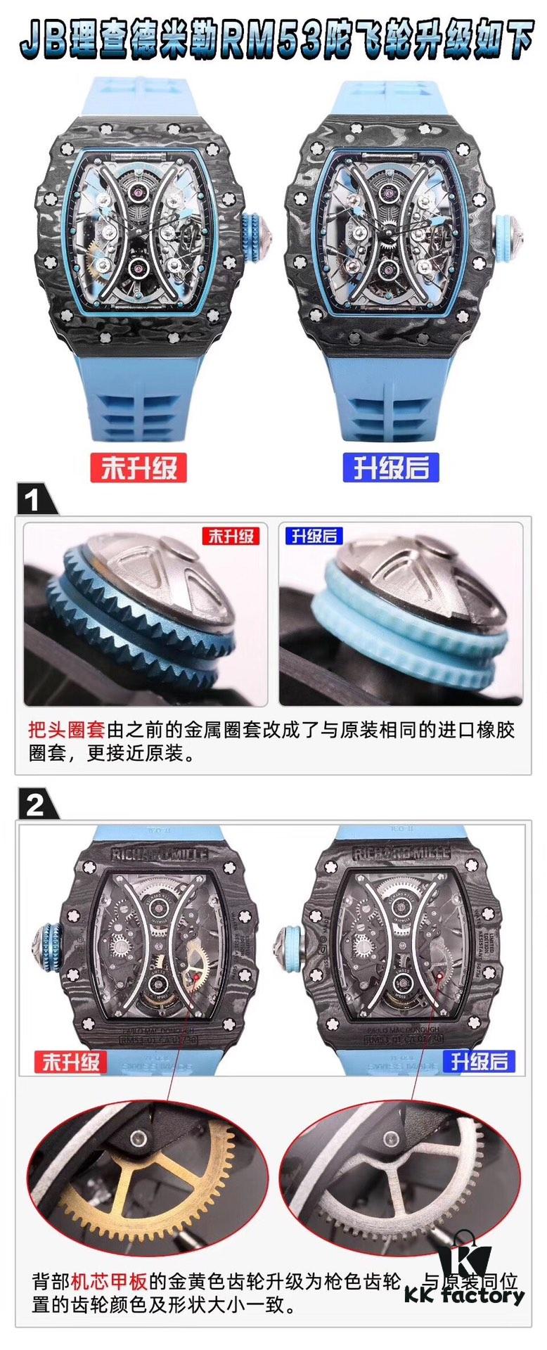 JB Richard Mille RM53-01 Upgraded Version Men's Watch - Carbon Fiber Case with Genuine Tourbillon Movement