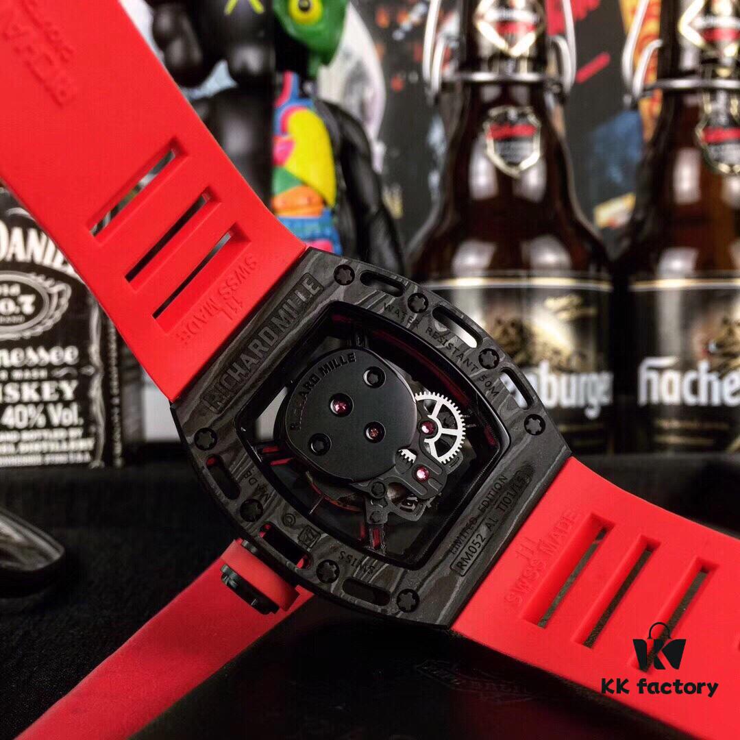 Richard Mille RM052 Series Latest Skull Carbon Fiber Upgrade Edition, Skeleton Design with Carbon Fiber Case and Original Imported Mechanical Movement