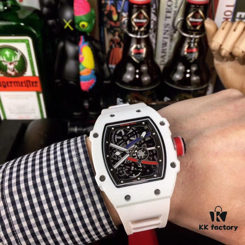 Richard Mille RM67-02 Champion High Jumper Edition 1:1 Precision Molded Case Made of 100% NTPT Carbon Fiber / Ceramic Material with Unique Texture, Equipped with Genuine Citizen Automatic Mechanical Movement Vibrating at 28,800, Fully Crafted Including Case and Small Components, Featuring Mature Technology and Distinctively Dynamic Design Lines, Paired with Special Nylon Strap, Size 48X42mm