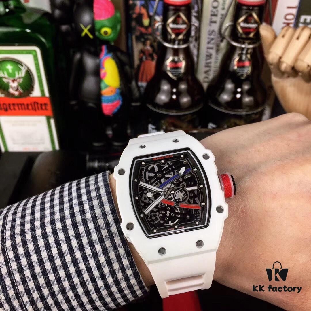 Richard Mille RM67-02 Champion High Jumper Edition 1:1 Precision Molded Case Made of 100% NTPT Carbon Fiber / Ceramic Material with Unique Texture, Equipped with Genuine Citizen Automatic Mechanical Movement Vibrating at 28,800, Fully Crafted Including Case and Small Components, Featuring Mature Technology and Distinctively Dynamic Design Lines, Paired with Special Nylon Strap, Size 48X42mm