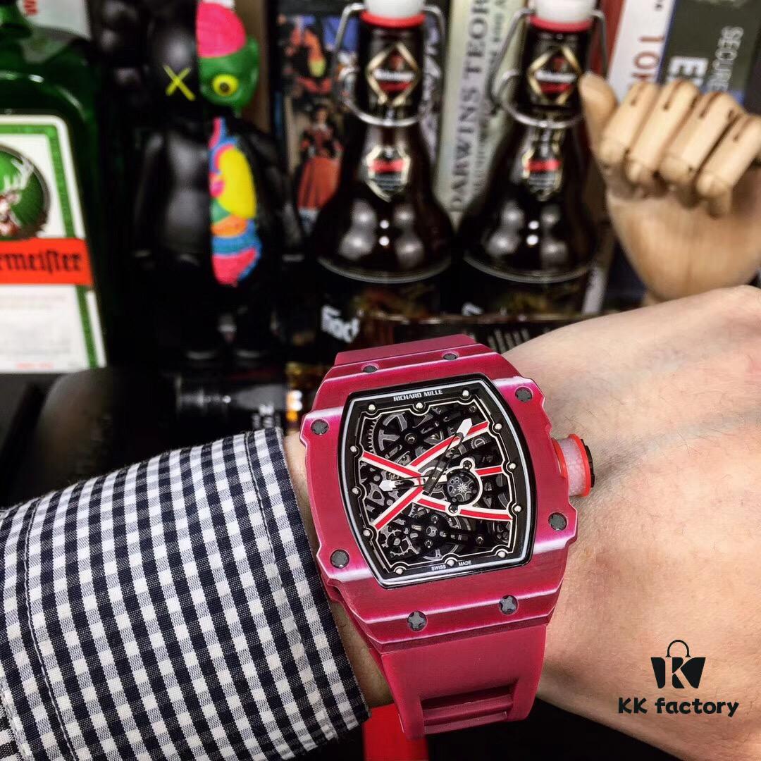 Richard Mille RM67-02 Champion High Jumper Edition 1:1 Precision Molded Case Made of 100% NTPT Carbon Fiber / Ceramic Material with Unique Texture, Equipped with Genuine Citizen Automatic Mechanical Movement Vibrating at 28,800, Fully Crafted Including Case and Small Components, Featuring Mature Technology and Distinctively Dynamic Design Lines, Paired with Special Nylon Strap, Size 48X42mm