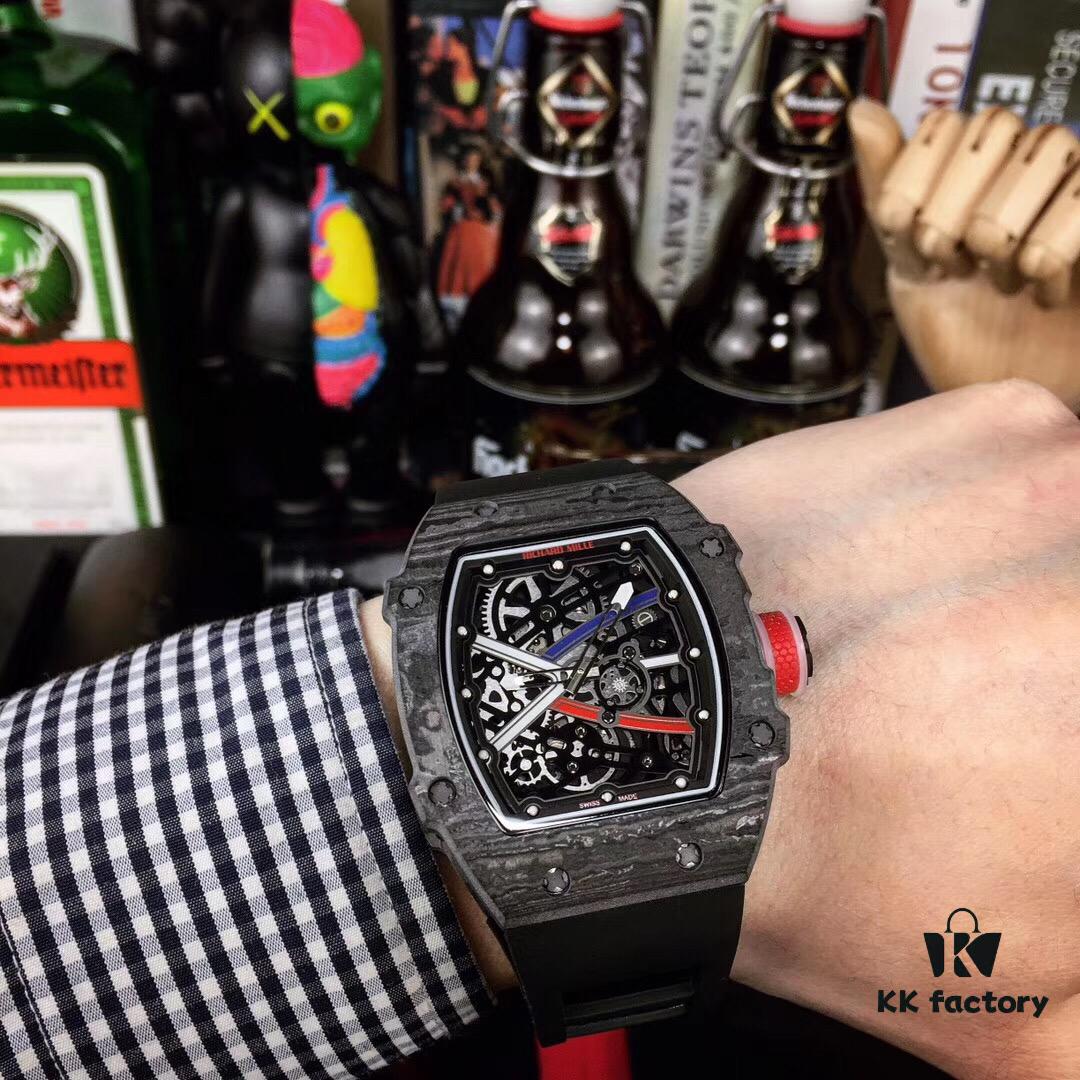 Richard Mille RM67-02 Champion High Jumper Edition 1:1 Precision Molded Case Made of 100% NTPT Carbon Fiber / Ceramic Material with Unique Texture, Equipped with Genuine Citizen Automatic Mechanical Movement Vibrating at 28,800, Fully Crafted Including Case and Small Components, Featuring Mature Technology and Distinctively Dynamic Design Lines, Paired with Special Nylon Strap, Size 48X42mm