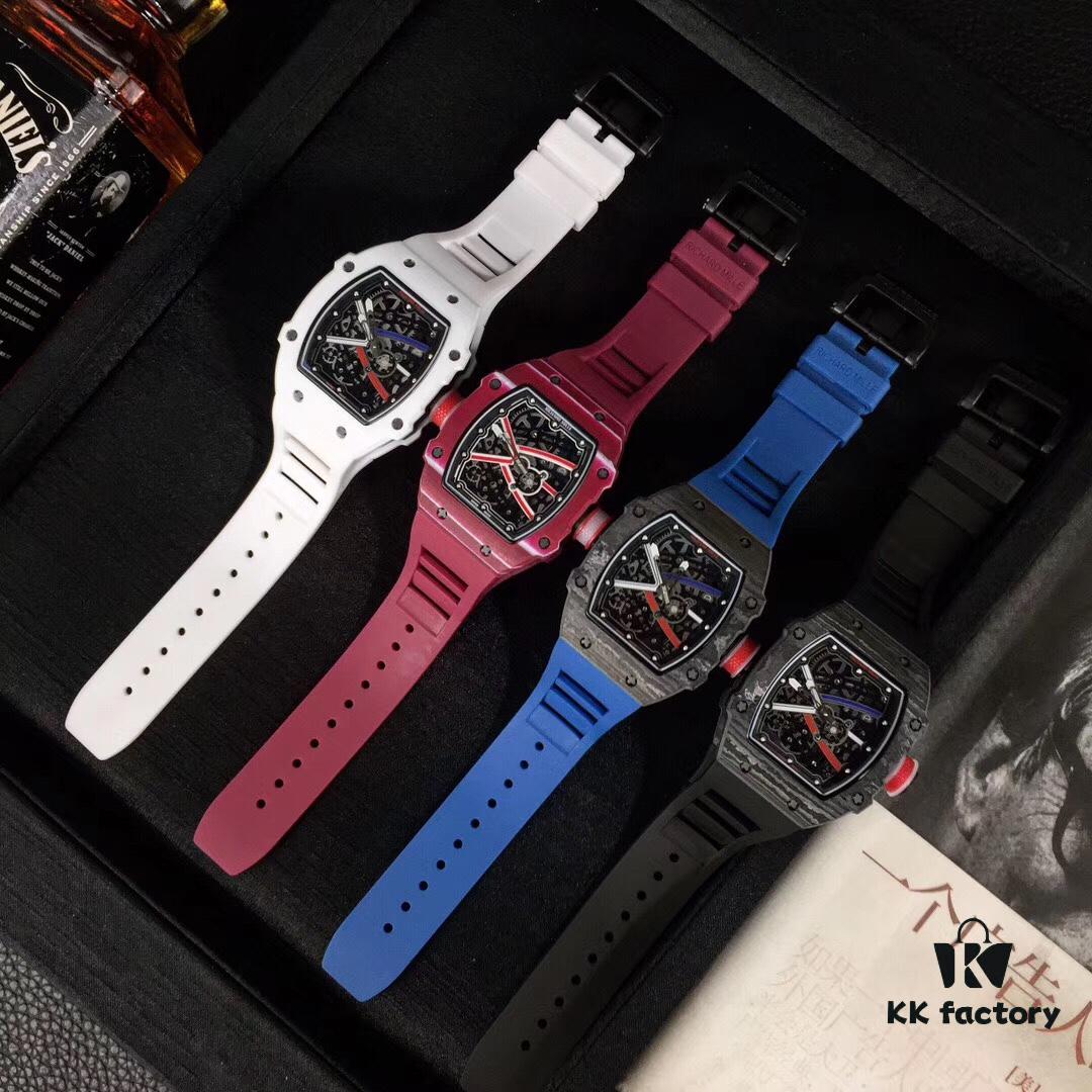 Richard Mille RM67-02 Champion High Jumper Edition 1:1 Precision Molded Case Made of 100% NTPT Carbon Fiber / Ceramic Material with Unique Texture, Equipped with Genuine Citizen Automatic Mechanical Movement Vibrating at 28,800, Fully Crafted Including Case and Small Components, Featuring Mature Technology and Distinctively Dynamic Design Lines, Paired with Special Nylon Strap, Size 48X42mm