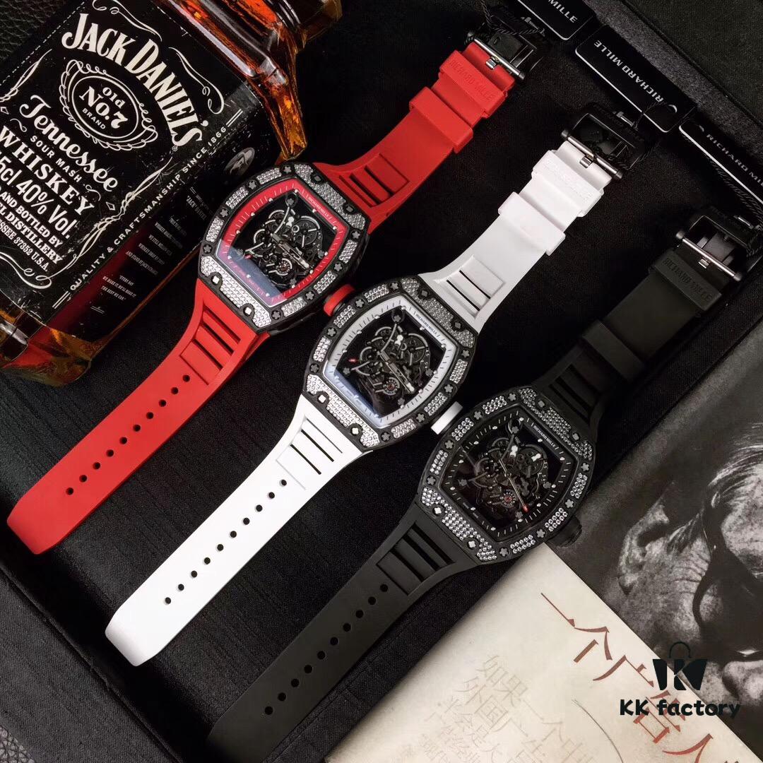 Richard Mille RM055 Series New Diamond-Set Bezel with Original Carbon Fiber Texture