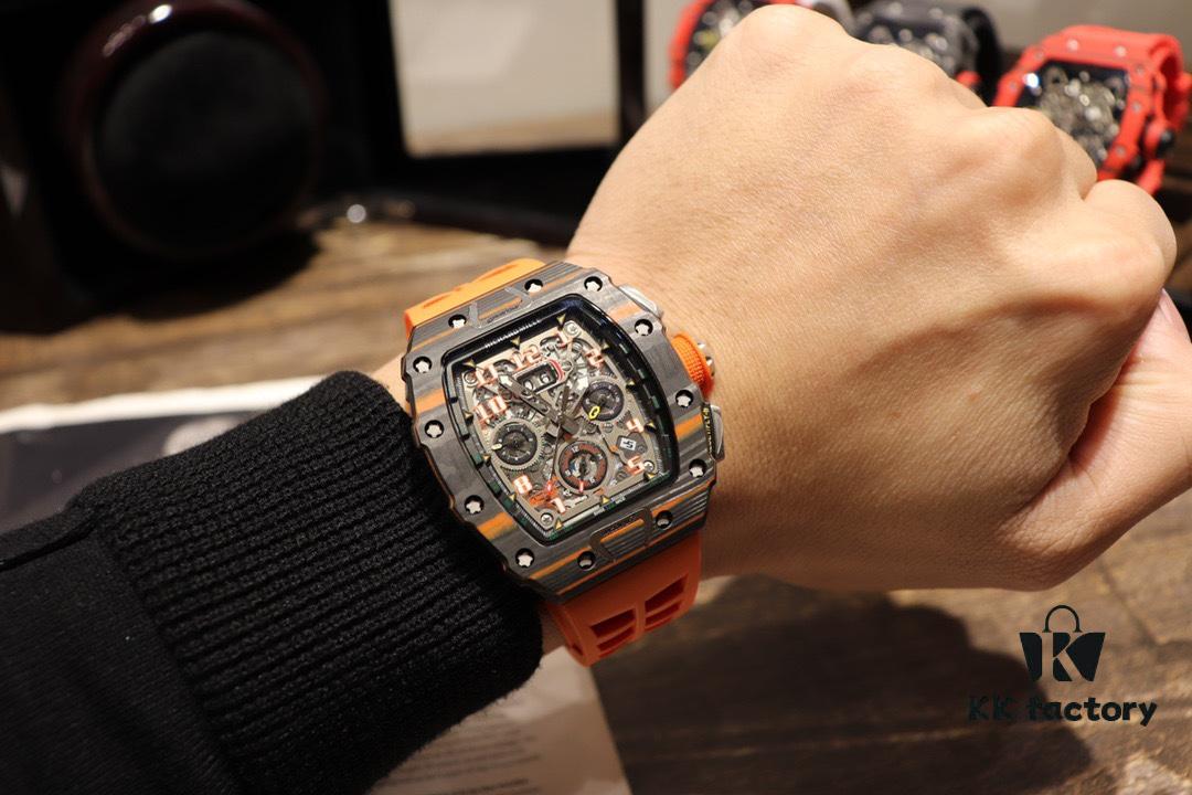 Richard Mille RM11-03 Elevated to Artistic Excellence, Premium Carbon Fiber Case with Grand Date, Chronograph, Flyback/Reverse Jump Multi-Function Automatic Movement, Imported Rubber Strap with Original Folding Clasp, 50x40mm – Exemplifying Richard Mill's Luxury and Timeless Heritage